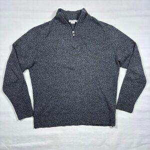 Enzo Mantovani 100% Wool Gray 1/4 Zip Long Sleeve Pullover Sweater Mens Large